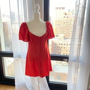 Burnt Red Linen Dress